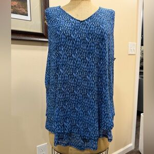 Emaline Blue Sleeveless Patterned Top